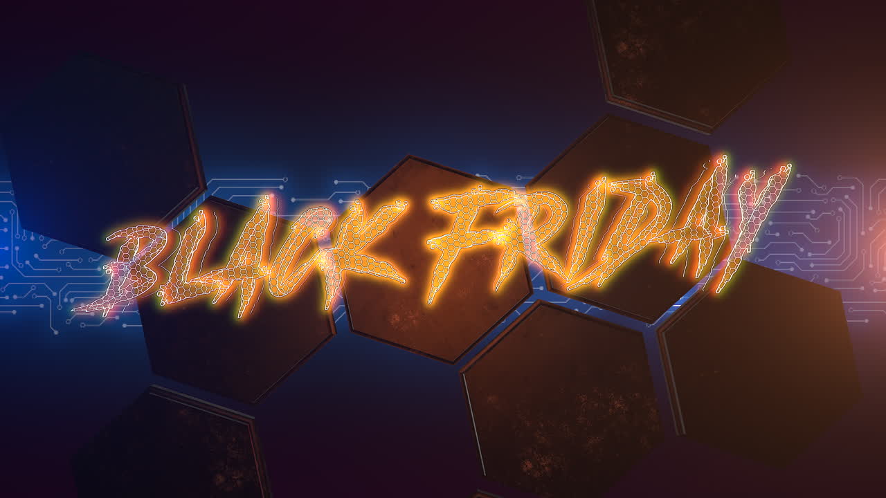 사이버 펑크 그리드와 숫자가 있는 검은 금요일