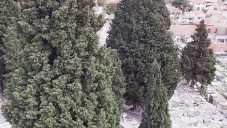 flying over sibenik old city and cemetery