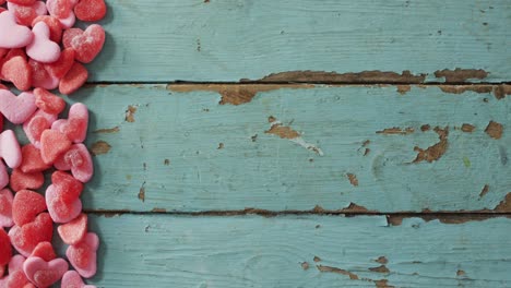 Heart-shape-sweets-on-wooden-background-at-valentine's-day