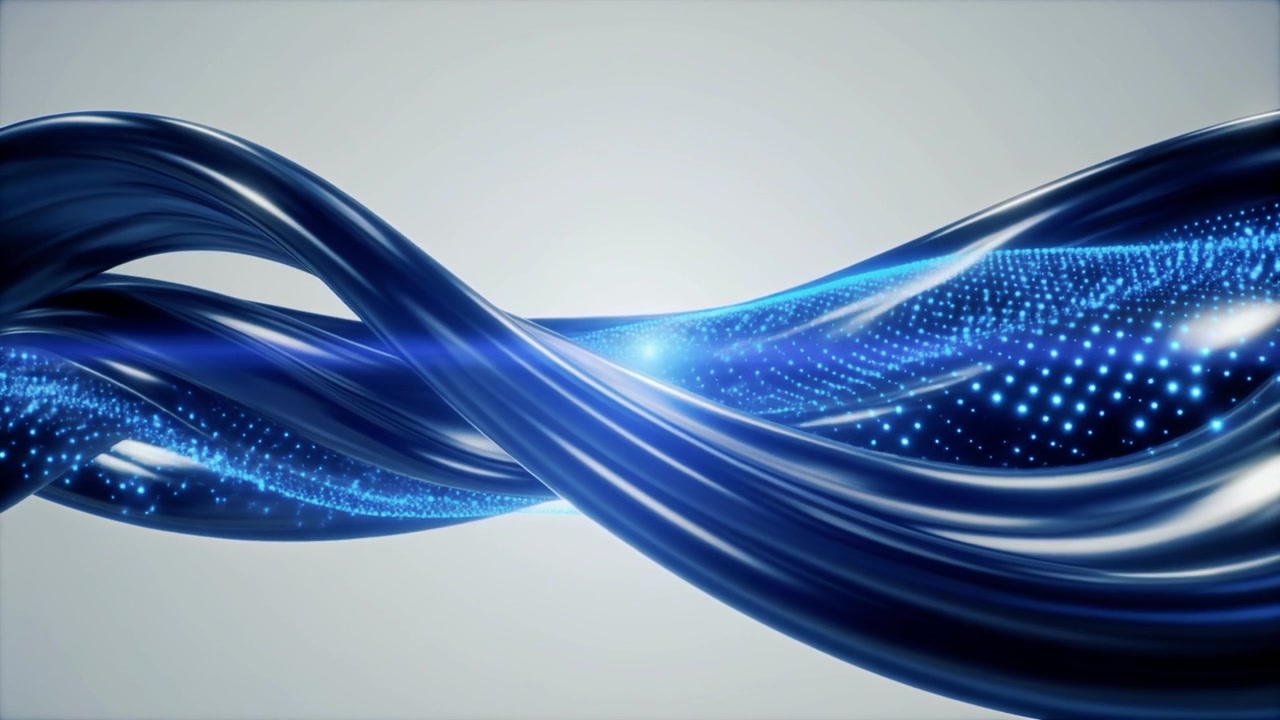 Dynamic Blue Abstract Flow with Glowing Digital Particles