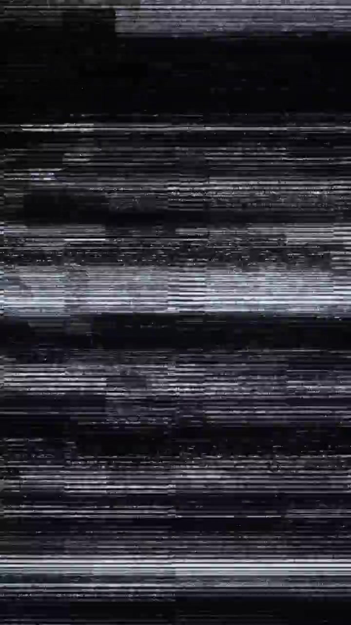 Abstract Digital Glitch and Static Noise on Black Screen