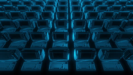 Infinite-Symmetrical-Rows-of-Holographic-Old-Computers---3D-Motion-Graphic-Animation