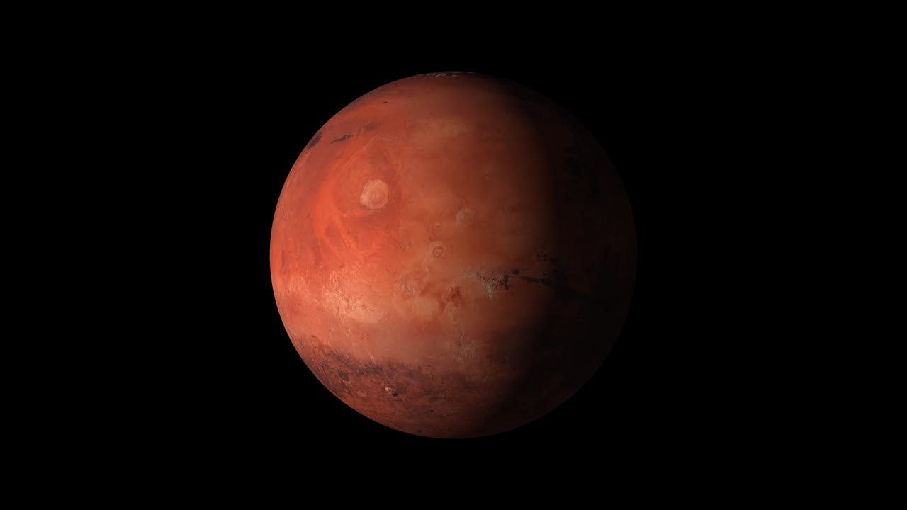 Evolution of Mars planet 0 year to 2022. Time lapse of ecology, rotation of Red Planet