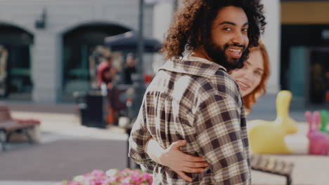 couple walking in city