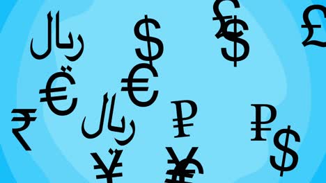 animated animation currency symbols forex trading money gdp economy income dollar pound yen euro floating kinetic graphic