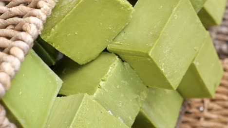 pile of green artisanal soap bars