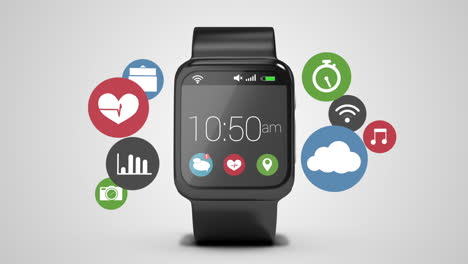 concepto de reloj inteligente con iconos