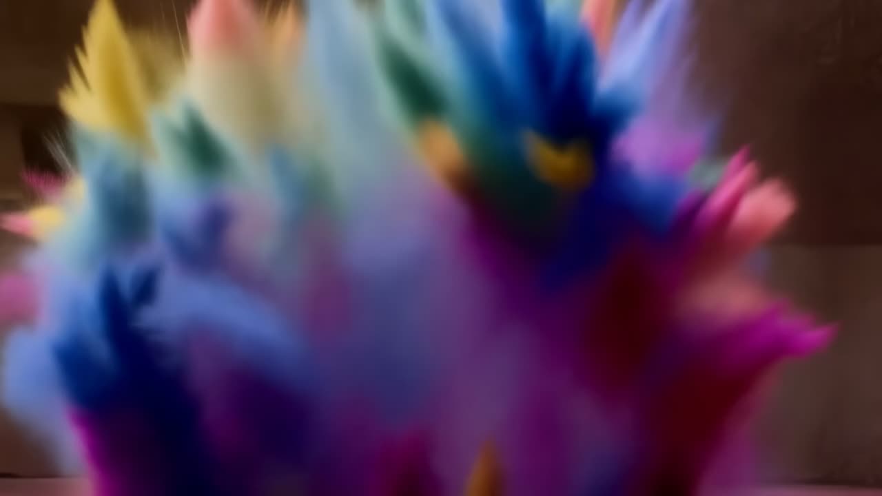 Nuvola di fumo che esplode e si espande in studio, turbinando, mescolandosi, creando un vivido sfondo magenta