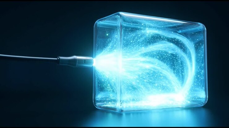 Fiber Optic Cable Connecting to a Luminous Data Cube