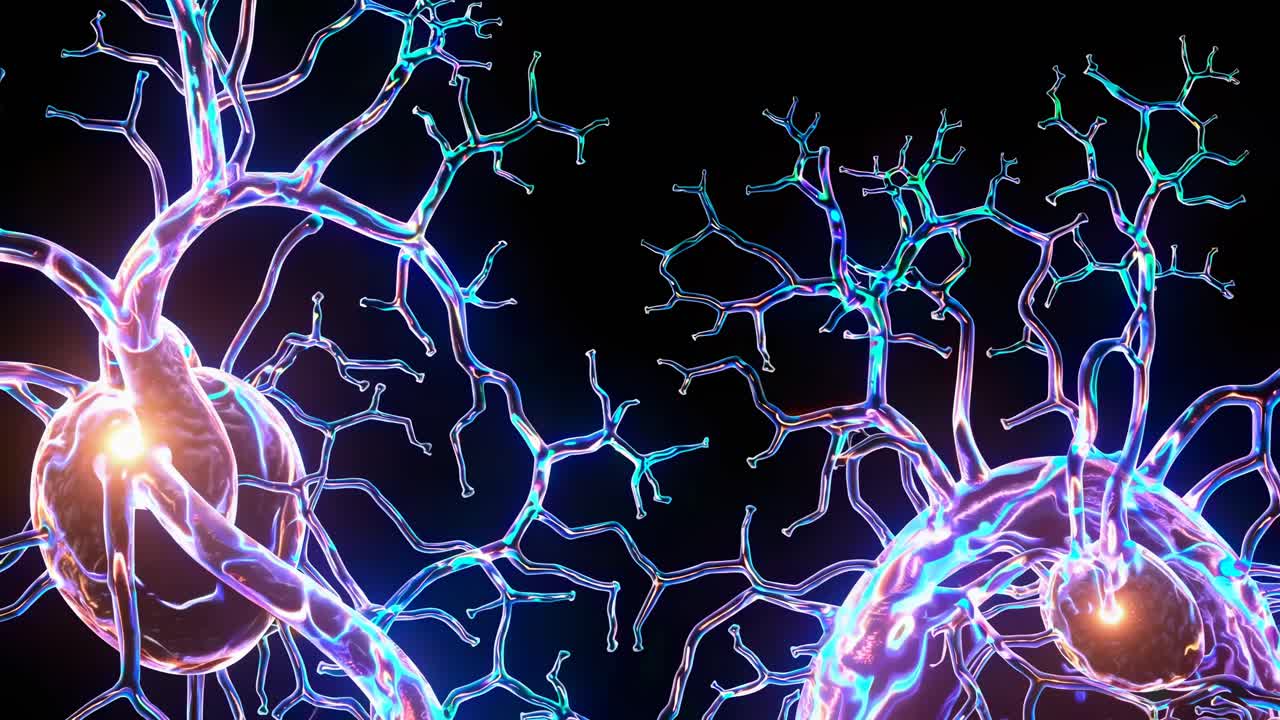 Detailed 3D Illustration of Nerve Cells and Neural Network