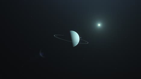 Planet-Uranus-in-Outer-space,-Zoom-in-animation