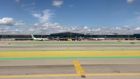 trolley on the runway of barcelona el prats airport