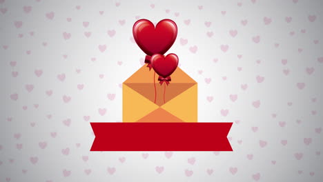valentines day animated card with heart in envelope