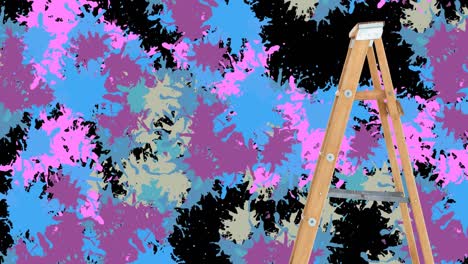 Animation-of-paint-splashes-on-black-background-with-ladder