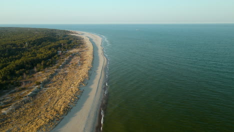 long sandy beachfront in peninsula hel puck bay, poland