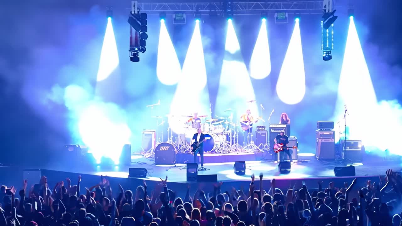 Concert with band performing on stage