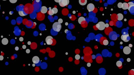 multicolored animated circles. usa flag colors: red, blue, white. transparent circles on a black background. horizontal composition, 4k video quality