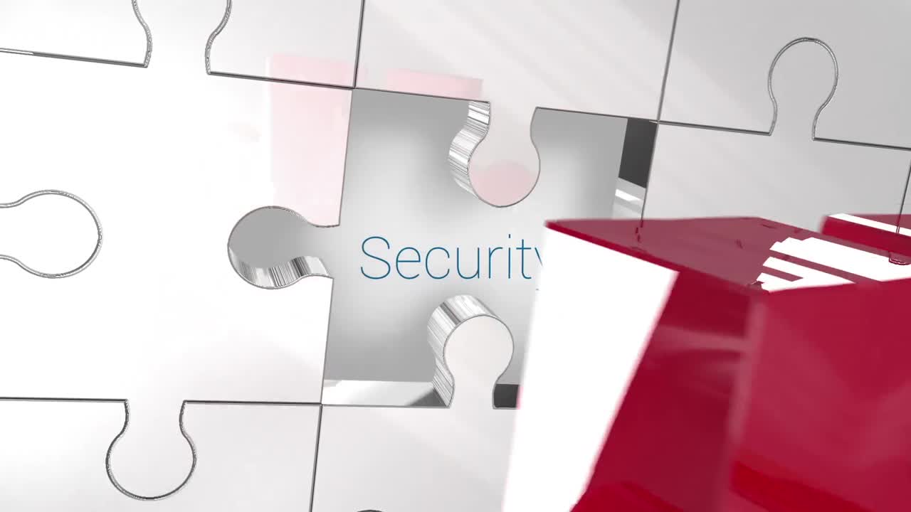 Chiave che sblocca un pezzo rosso del puzzle mostrando la sicurezza