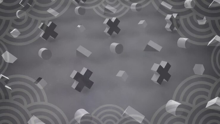 Animation of rows of shapes over grey pattern