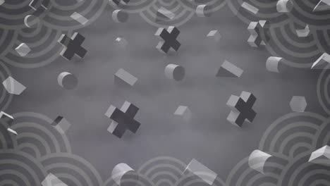 Animation-of-rows-of-shapes-over-grey-pattern