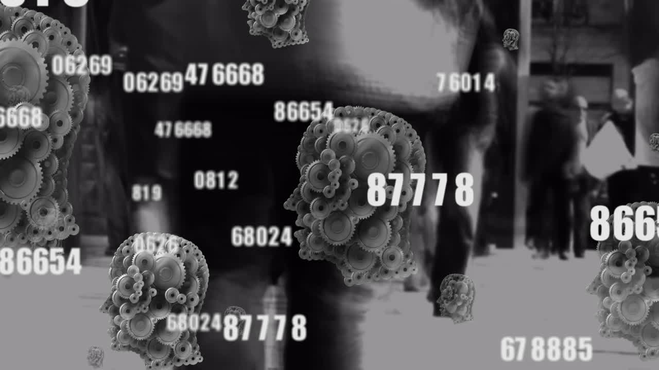 Animazione di teste umane su persone che camminano