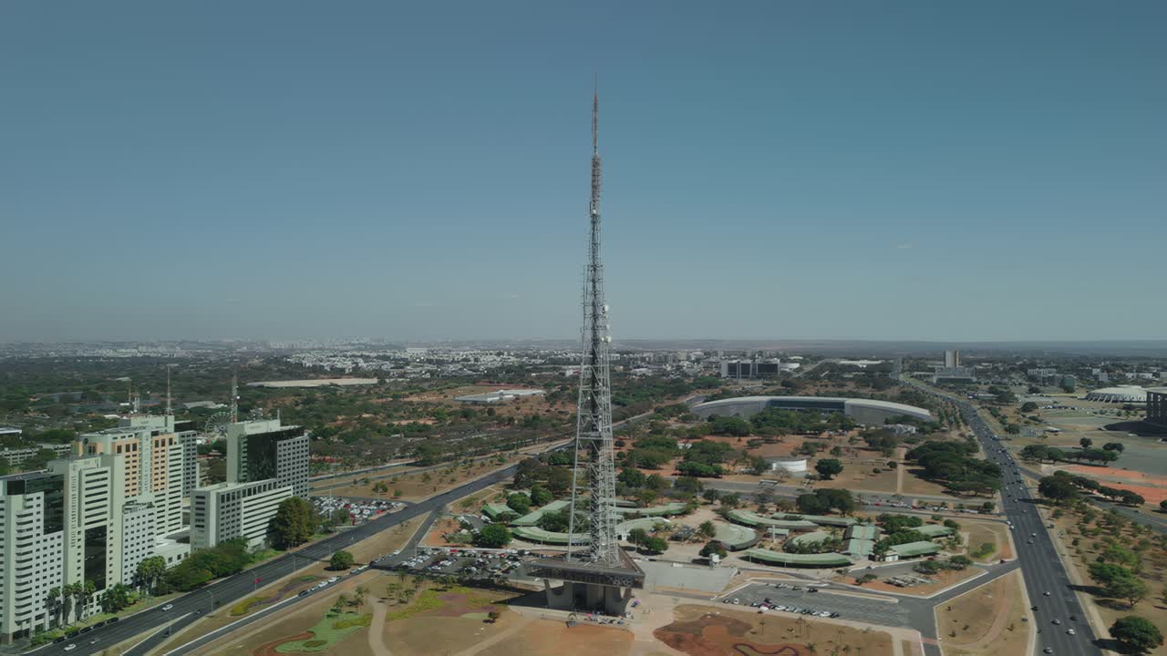 Tv tower on aerial view in Brasilia, Brazil