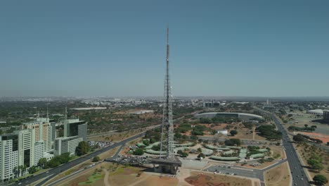 tv tower on aerial view in brasilia, brazil