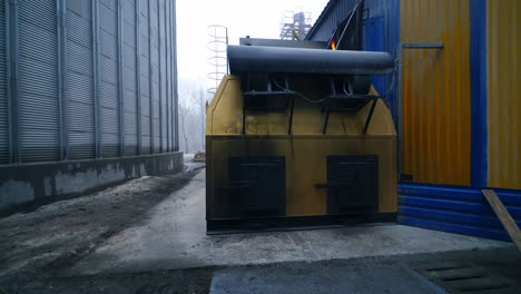 big factory exterior construction. huge modern elevator production.
