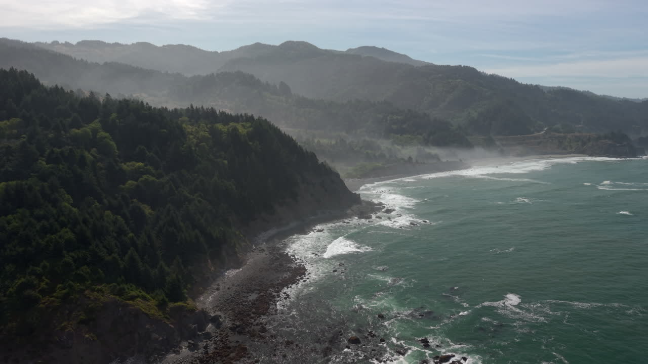 Coastal Landscape with Mountains and Forest