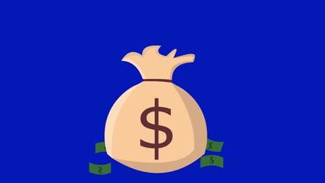 loop animation of a bag of money and dollar bills