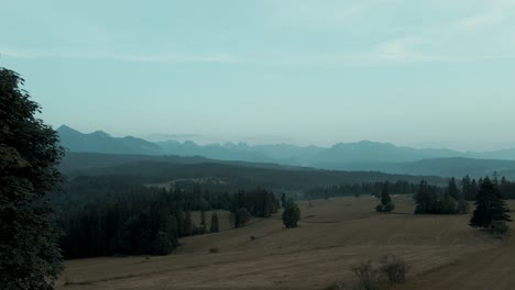 Aerial-shot-of-hunting-pulpit-and-high-mountains-landscape