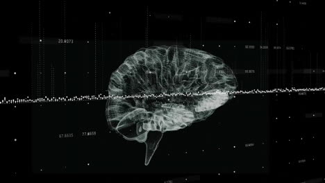 animación del procesamiento de datos y diagramas sobre el cerebro