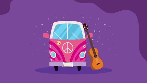 hippie van and guitar animation