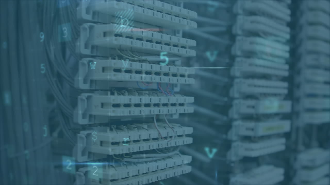 server computer con messaggi di avvertimento in primo piano