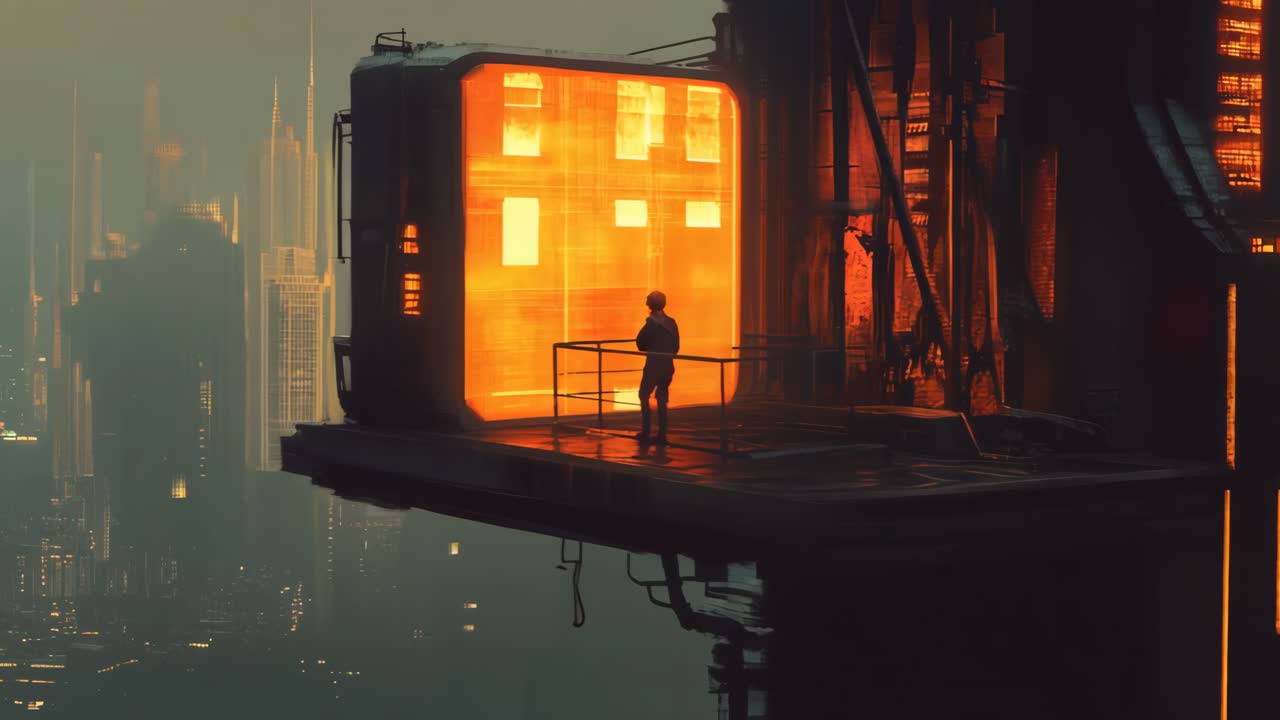 Floating Observation Deck in a Futuristic City