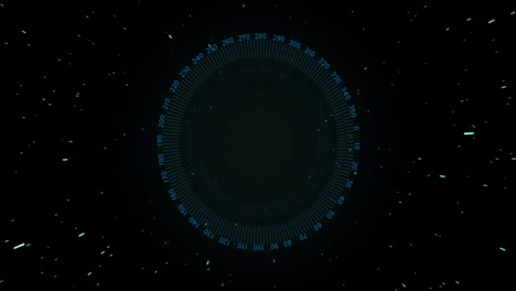 animation of rotating digital compass with glowing radial lines on dark background