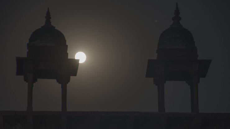Full Moon over a Historical Landmark