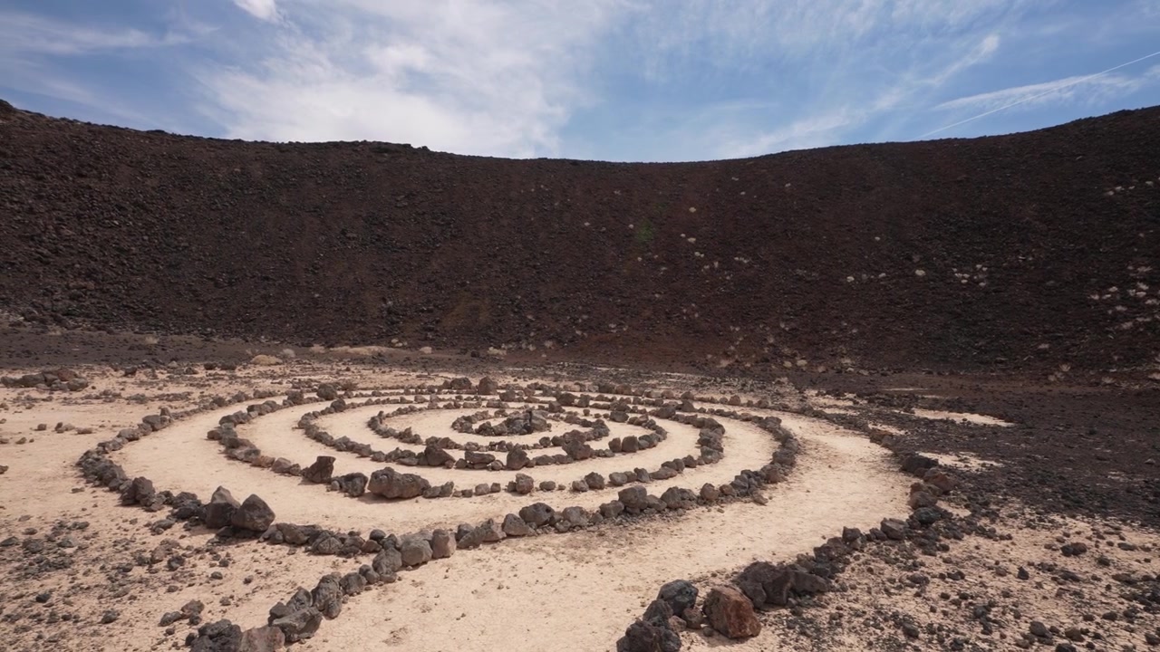 Amboy Crater National Natural Landmark, California USA, Treno a spirale all'interno del cono di scorie