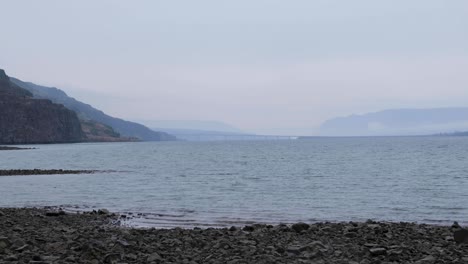 scenic landscape view of columbia river at frenchman coulee with vantage bridge in the outdoor wilderness of washington state, usa