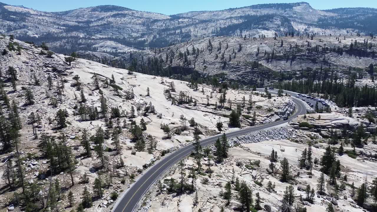 Mountains with road, view from above