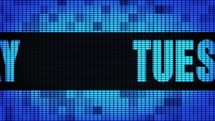 Tuesday Displayed on a LED Screen