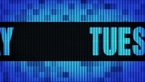 tuesday displayed on a led screen