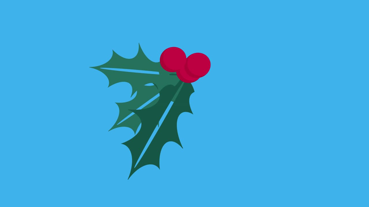 анимация движущегося рождественского венка на синем фоне