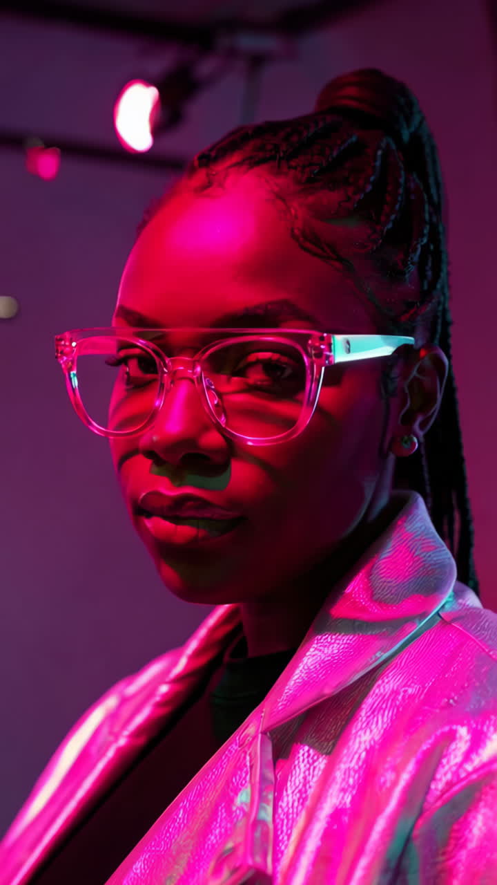 Portrait of a Woman in Neon Cyberpunk Lighting
