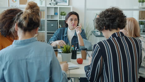 businesswomen in meeting discussing project