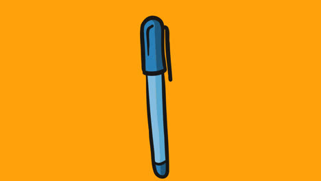 animation of pen icon over laboratory equipment icons in seamless pattern on yellow background