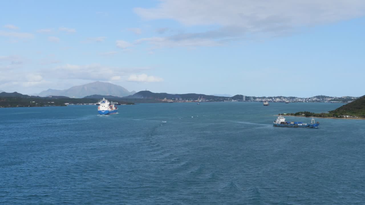 Commercial ships traffic in Noumea, New Caledonia.