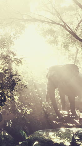 elephant in a misty forest