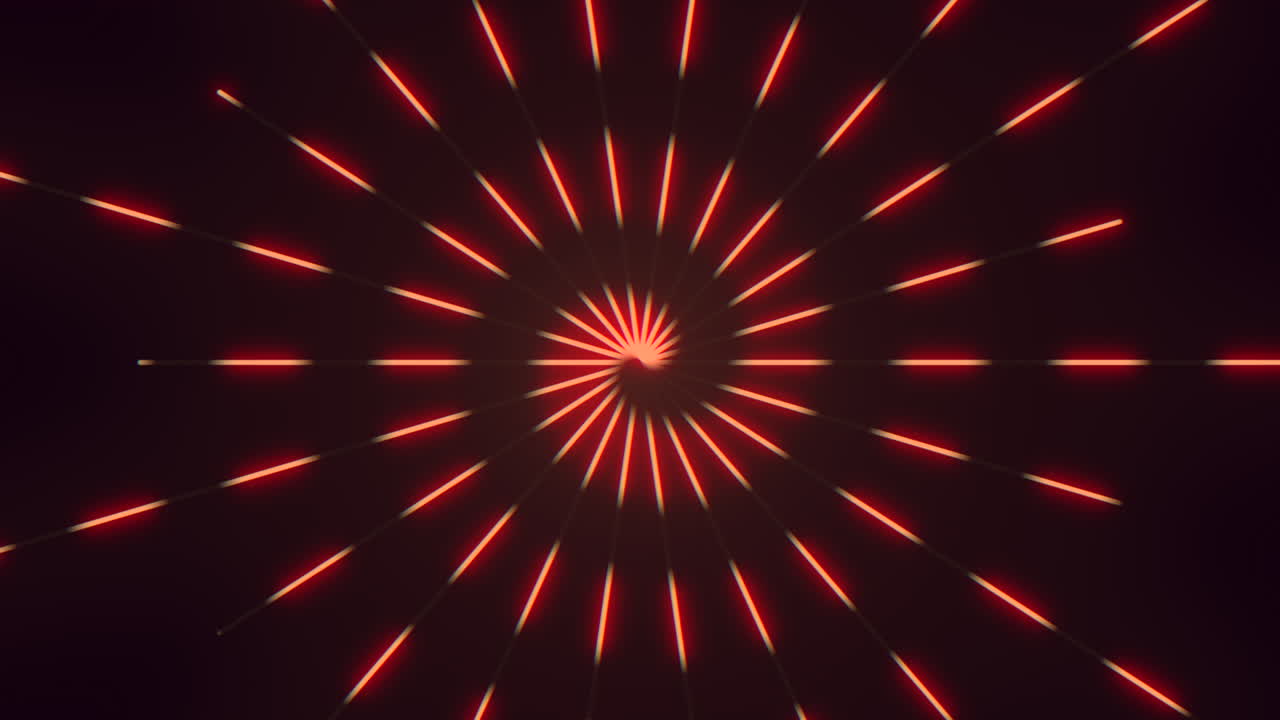 In the image, a glowing spiral is composed of radiant red light beams arranged in a circular fashion, each beam directing towards the center, creating a captivating visual display of luminosity