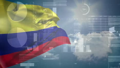 Animación-De-Procesamiento-De-Datos-Sobre-Bandera-De-Colombia